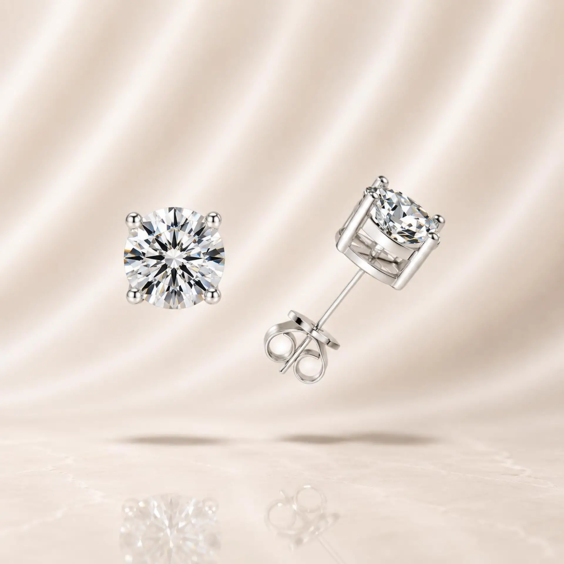 עגילי ראונד – Round Solitaire Studs – תמונה 2